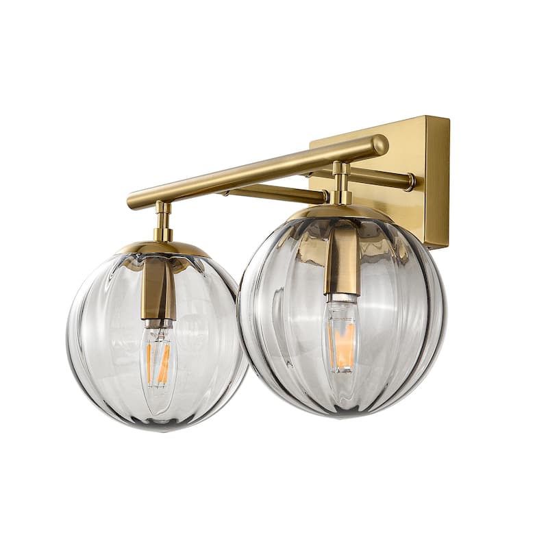 Dimmable Bathroom Vanity Lights with Ribbed Clear Glass Shade Vanity Light Fixture