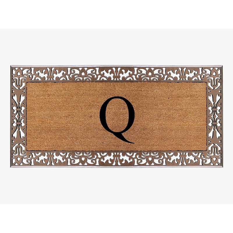 A1HC Natural Coir Monogrammed Door Mat For Front Door, 30"X60", Anti-Shed Treated Durable Doormat for Outdoor Entrance - Q