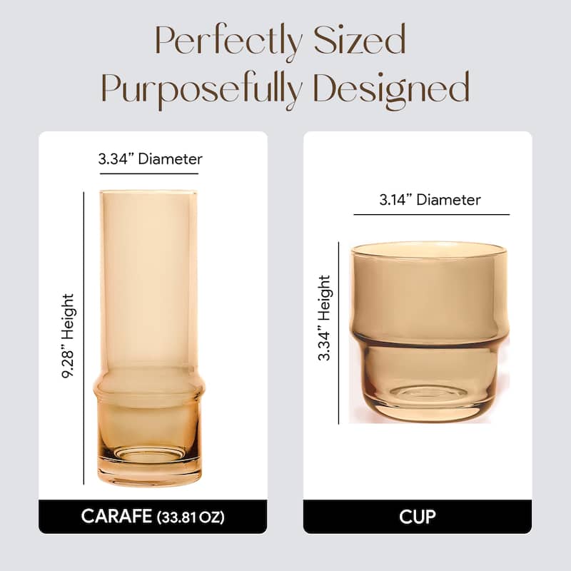 Elle Decor Bedside Water Carafe with Tumbler Doubles as Lid - 3.34" x 9.28"