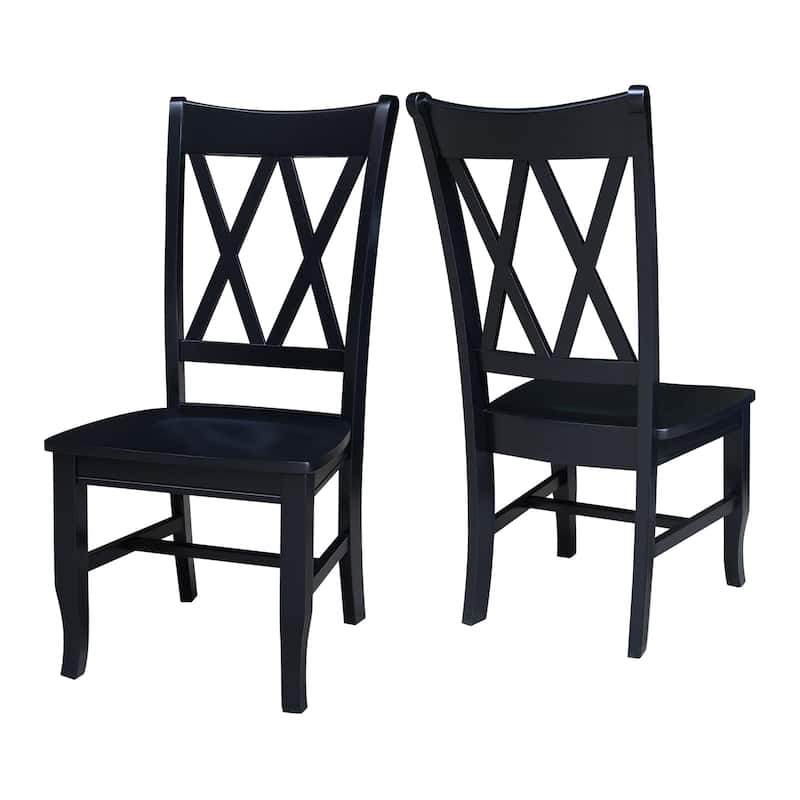 Double X-Back Solid Wood Chairs - Set of 2