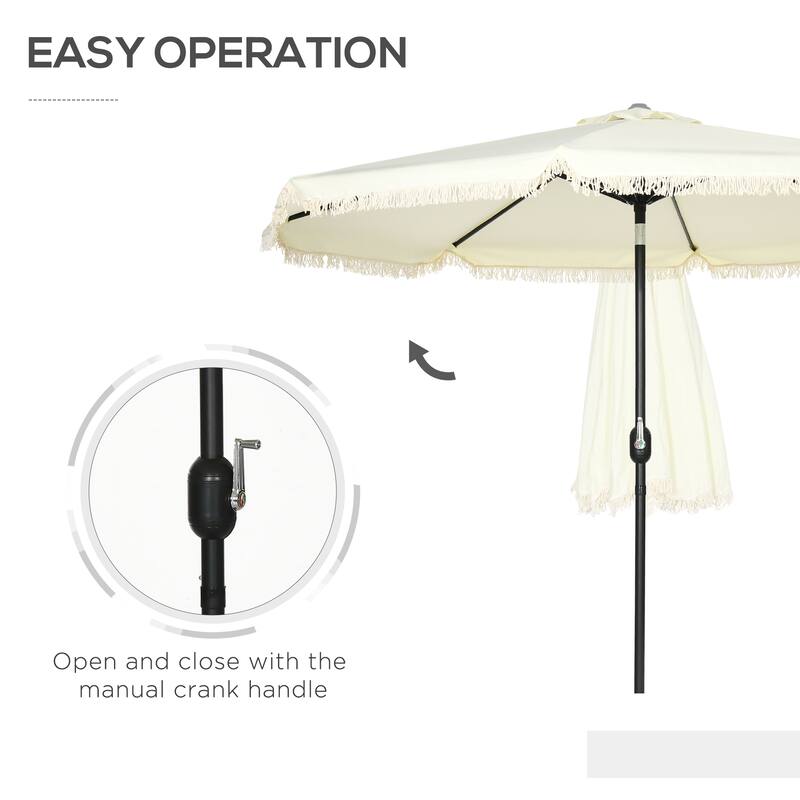 8.8 ft Large Patio Umbrella with Crank and Steel Frame Ruffled Edge and Wind Vent Canopy - 8.8' Dia x 7.8'H