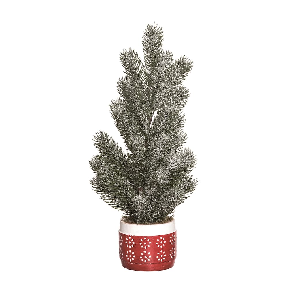 Transpac Artificial 18 in. Multicolor Christmas Cozy Evergreen Tree