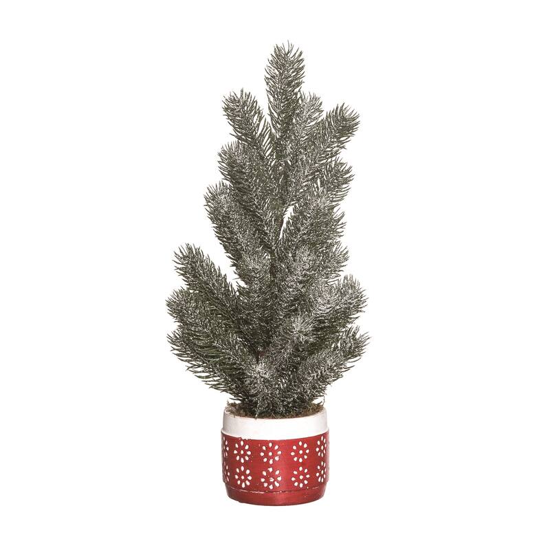 Transpac Artificial 18 in. Multicolor Christmas Cozy Evergreen Tree