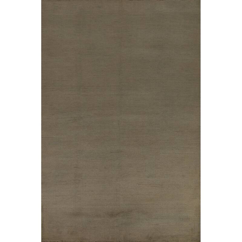 Beige & Gray Gabbeh Modern Area Rug Hand-Knotted Wool Carpet - 6'6" x 9'7"