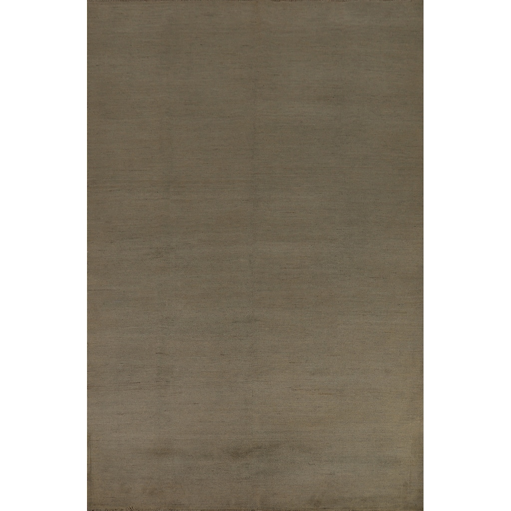 Beige & Gray Gabbeh Modern Area Rug Hand-Knotted Wool Carpet - 6'6" x 9'7"