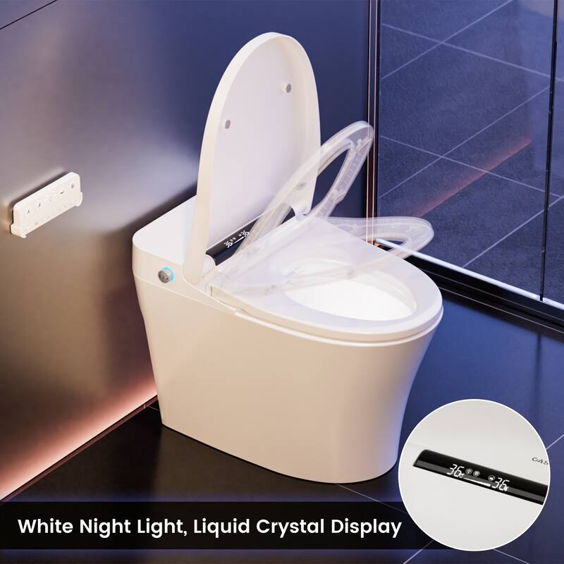 Elongated Smart Toilet Bidet 0.92/1.28 GPF in White with Multi Washing, Auto Open/Close/Flush, UV Sterilization