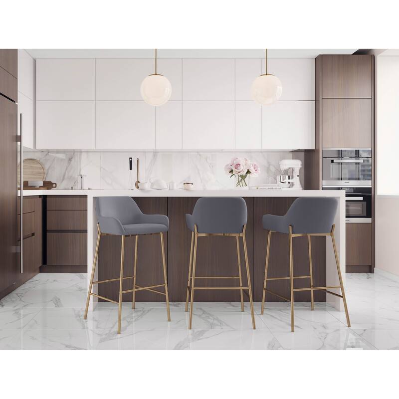 Silver Orchid Galotti Gold Fixed-Height Upholstered Bar Stool - Set of 2