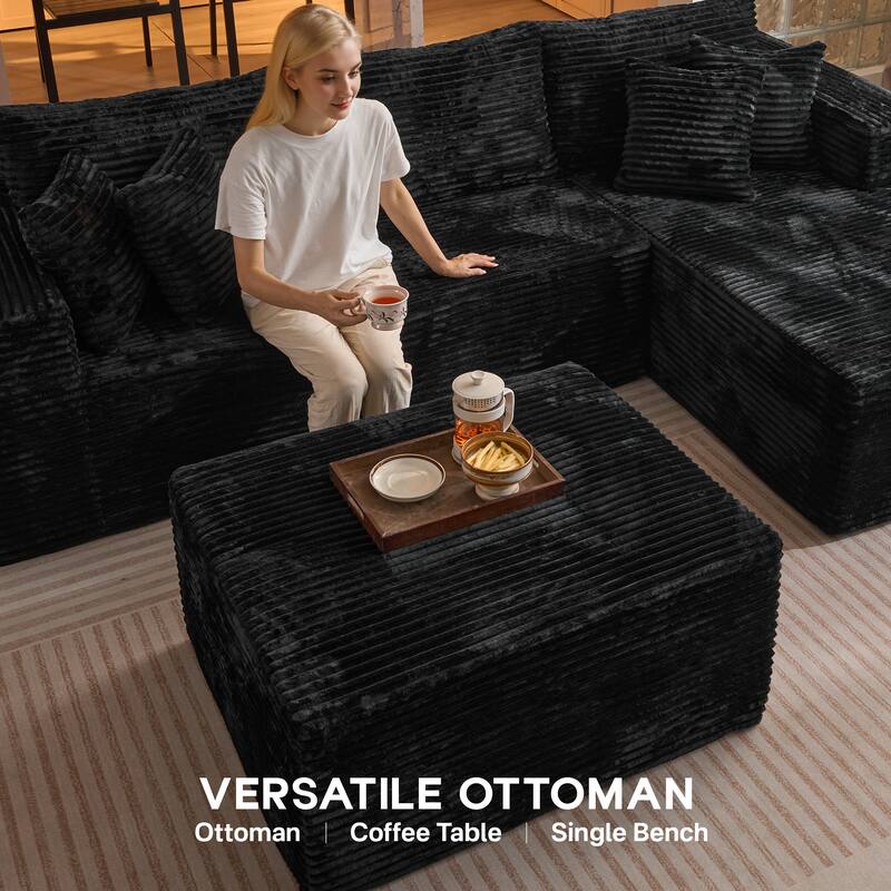 OVIOS All-Foam Cloud L-Shaped Lounger Sofa​ ​​With Ottoman​