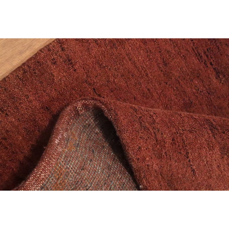 Hand Knotted Oriental 100% Wool Carpet Modern Solid Brown Gabbeh Runner Rug - 6' 7'' X 2' 6''