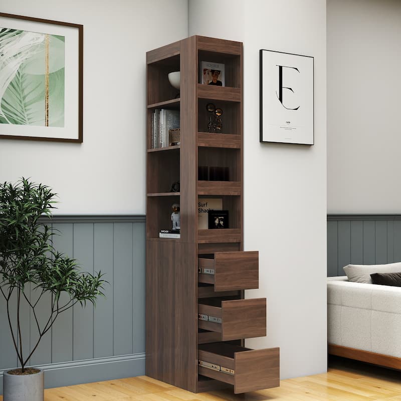 70.87"H Display Storage Cabinet, 4-Tier Shelf Modern Wooden Tall Bookshelf Bookcase