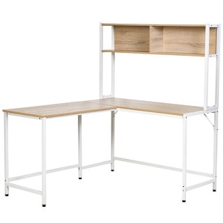 Aosomhomcom Computer Desk W Bookshelf L Shaped Wood Corner Table Desk Workstation Gaming Pc Gaming Laptop Desk Light Wood Dailymail