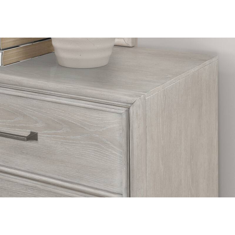 Roundhill Furniture Seluna 2-Drawer Bedroom Nightstand with built-in USB port, Gray Oak Finish