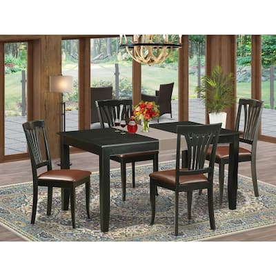 Retro Dining Set - 7 Piece Kitchen Table & Chair Set - Asian Hardwood - Black Finish