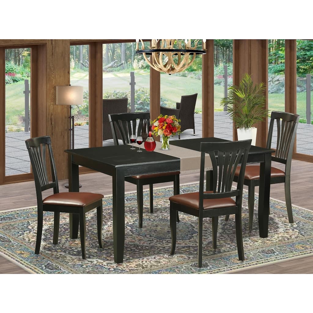 Retro Dining Set - 7 Piece Kitchen Table & Chair Set - Asian Hardwood - Black Finish