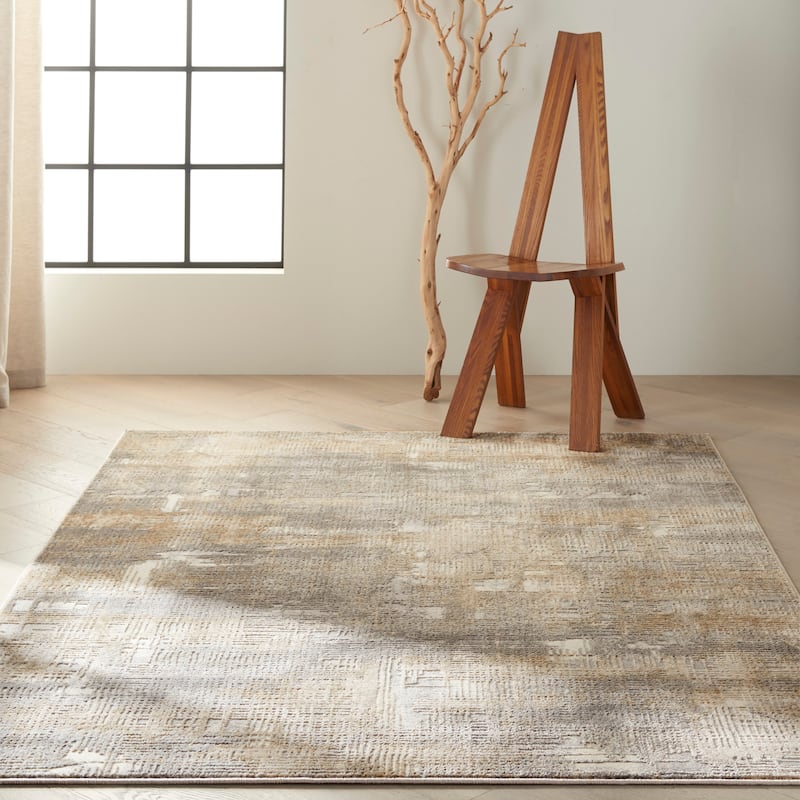 Calvin Klein Rush Contemporary Geometric Abstract Area Rug - 6' x 9' Rectangle - Grey/Beige - Runner/Rectangle