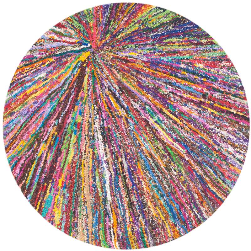 SAFAVIEH Nantucket Neoma Handmade Cotton Area Rug - 4' Round - Multi