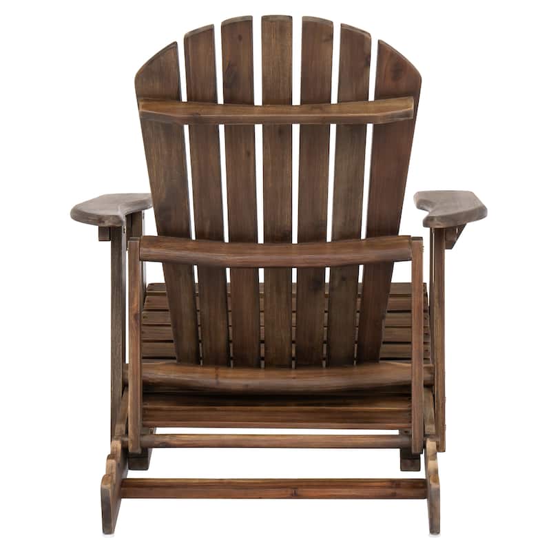 Rustic Outdoor Acacia Wood Foldable Adirondack Chairs with Expandable Footrest
