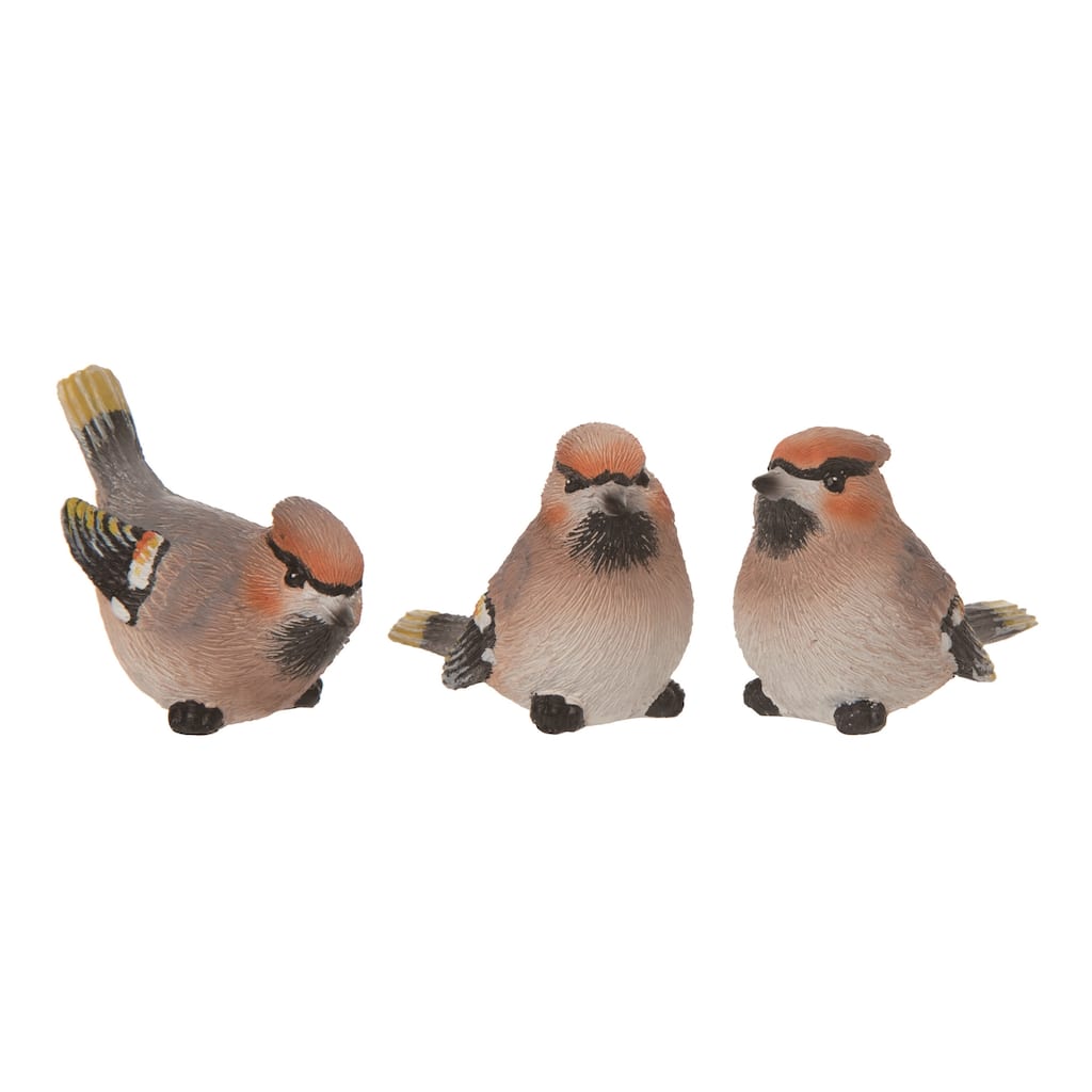 Transpac Small Resin Bohemian Waxwing Set of 3 Spring Home Decorations