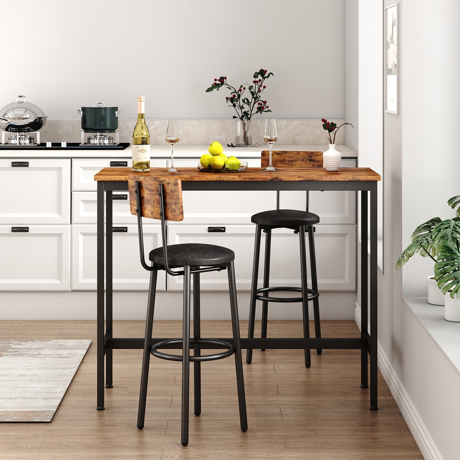 Thin bar outlet table and stools