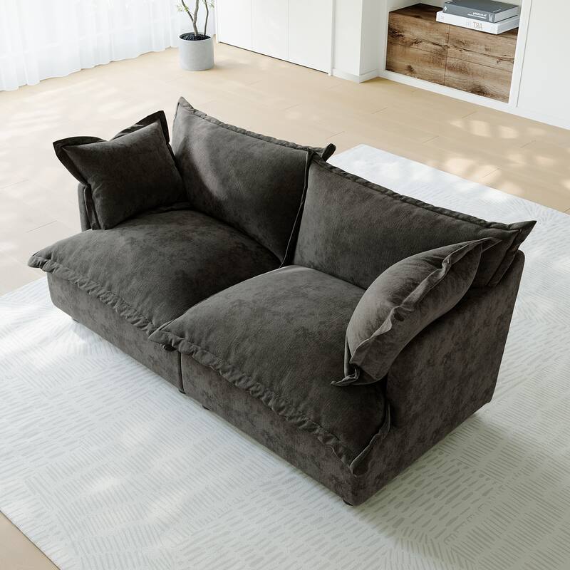 80"W Upholstered Chenille Comfy Cloud Couch Modular Sectional Sofa