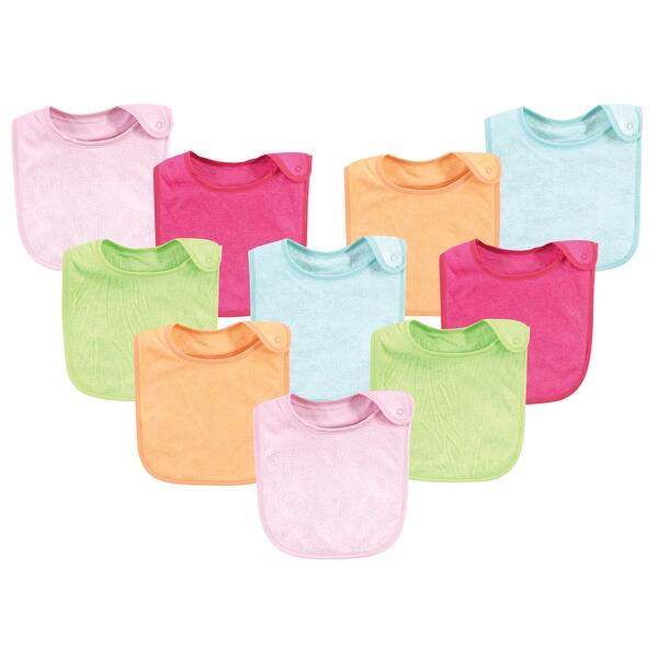 slide 1 of 1, Hudson Baby Infant Girl Rayon from Bamboo Terry Bibs, Tropical, One Size - Tropical - One Size