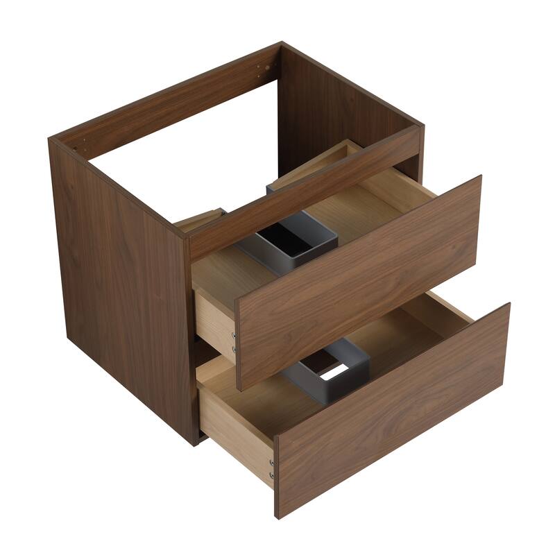 24" Floating Bathroom Vanity with Ceramic Basin, 2 Soft-Close Drawers, Eco-Friendly Plywood Construction