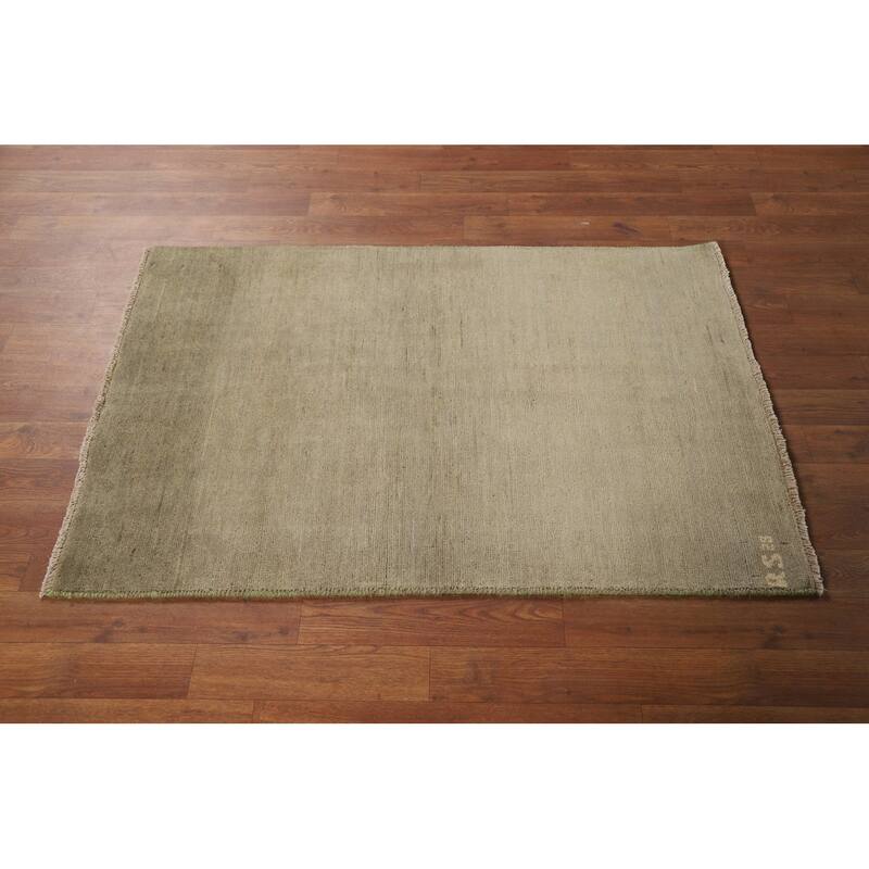 Gabbeh Modern Foyer Rug Beige Handmade Wool Carpet - 2'8"x 3'11"