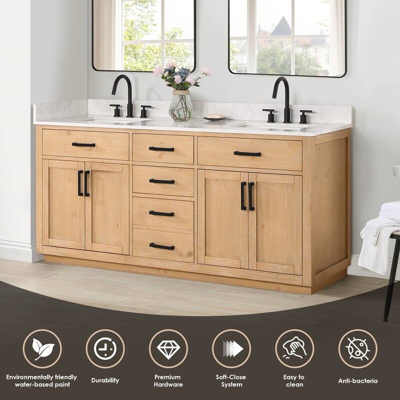 Altair Gavino Bath Vanity with Grain White Composite Stone Top, no Mirror
