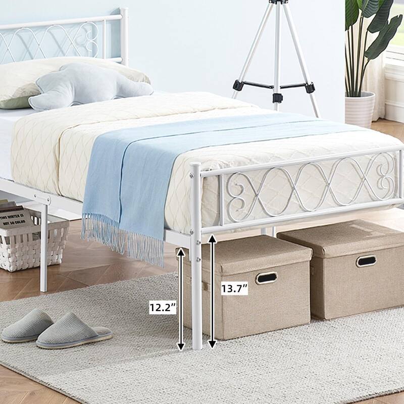 Bed Frame with Headboard and Footboard for Girls and Boys