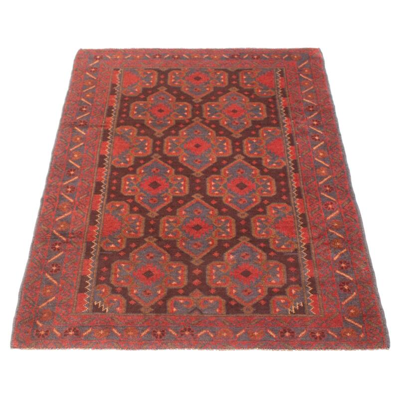 ECARPETGALLERY Hand-knotted Baluch Dark Brown Wool Rug - 4'0 x 6'4