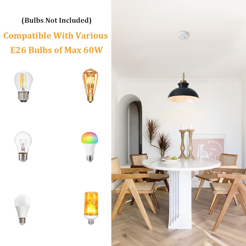 1-Light Modern Classic Semi Flush Mount Chandelier, Farmhouse Dome Pendant Light for Kitchen Island Dining Room