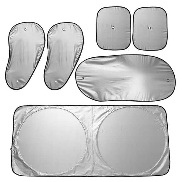 6 in 1 Silver Tone Car Front Windshield Side Rear Window Sun Shade UV  Protection w Suction Cup - Bed Bath & Beyond - 17673178