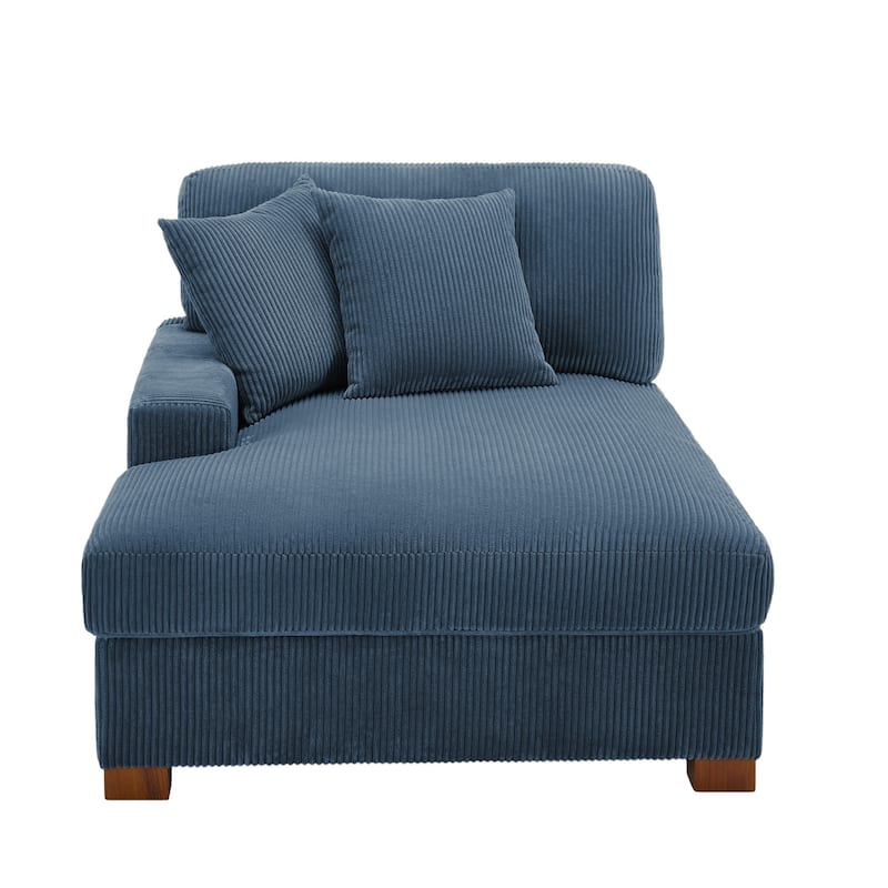 Modern Corduroy Indoor Chaise Lounge Couch with Pillows