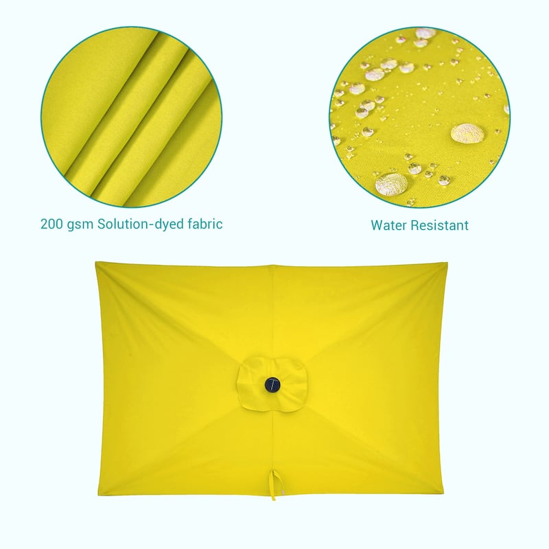 Bonosuki 10 x 6.5ft LED Patio Rectangular Umbrella Outdoor Market Umbrella Aluminium/Steel with Tilt and Crank