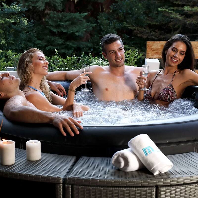MSpa Round Inflatable Bubble Massage Spa, 4 to 6 Person Hot Tub, Super Camaro - 78.3