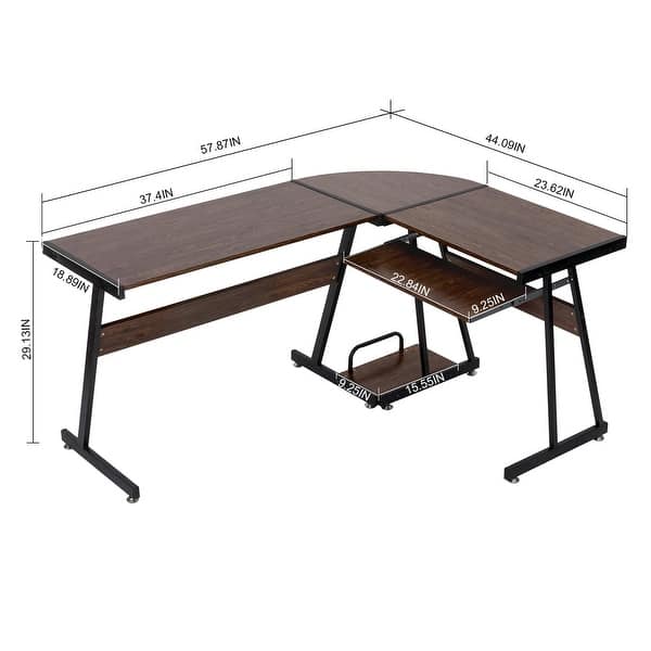 Shop Reversible Brown Gaming Desk Corner Desk Modern L Shaped Desk