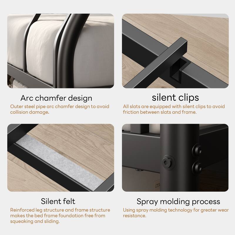 Twin Over Full Metal Bunk Bed for Adults and Teens, Black