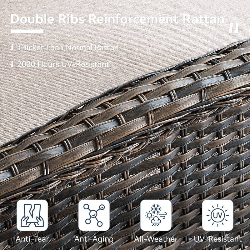 Gymojoy 5-Piece Outdoor Wicker Patio Chair Ottoman Set, Rattan Coversation Set with Water Resistant Cushions