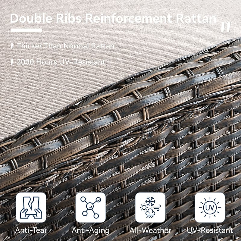 Gymojoy 6-Piece Outdoor Wicker Patio Furniture with 3 Seat Sofa, Rattan Coversation Set with Water Resistant Cushions