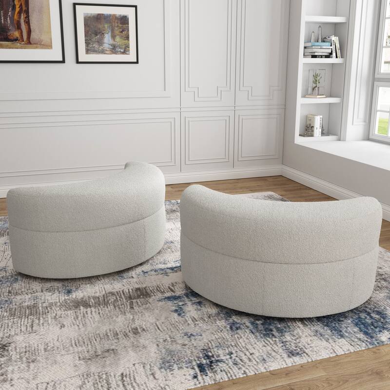 Chenille Half Moon Storage Ottoman(Set of 2)
