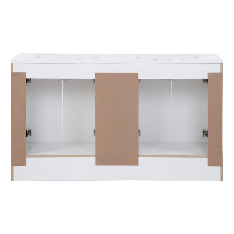Spring Mill Cabinets Lonsdale 60.5" Double Bathroom Vanity With 6 Drawers and White Sink Top