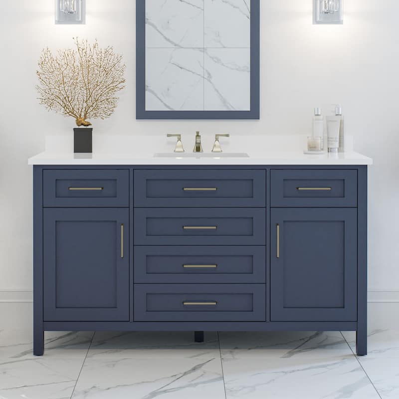 OVE Decors Tahoe II 60 in. Midnight Blue Single Basin Vanity