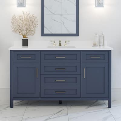 OVE Decors Tahoe II 60 in. Midnight Blue Single Basin Vanity