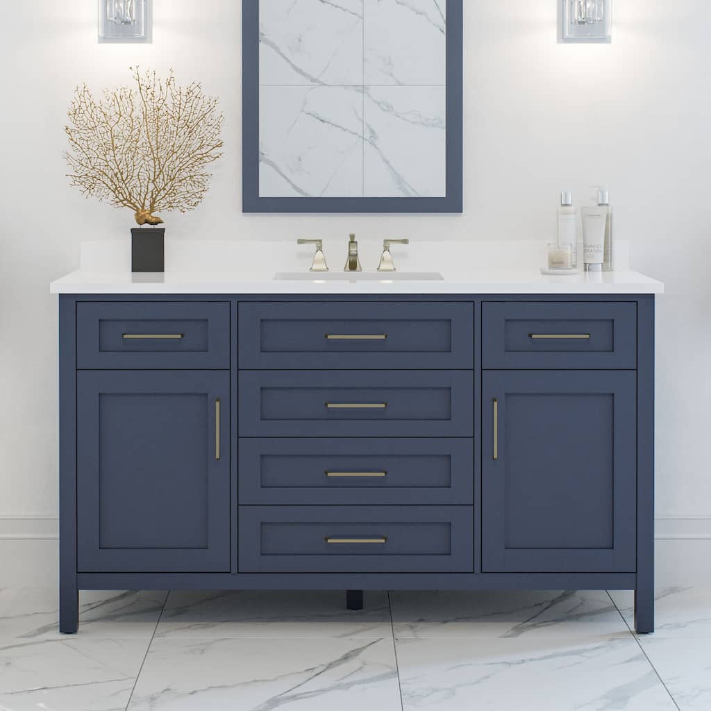 OVE Decors Tahoe II 60 in. Midnight Blue Single Basin Vanity