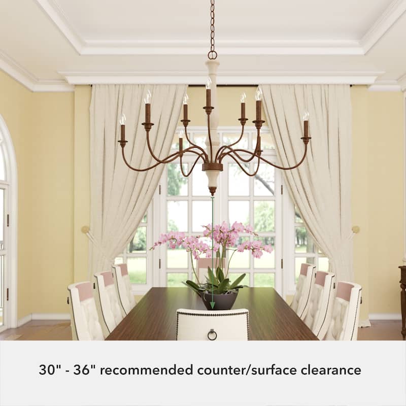 Hunter Teren 9-Light 2-Tier Chandelier - Dining Room, Living Room - Candle, Farmhouse, Vintage, French Country
