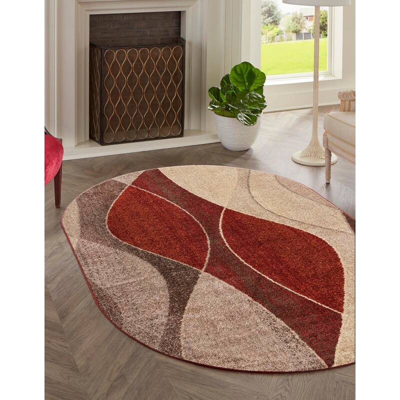 Contemporary Beallara Collection Area Rug - 7'10"x10' Oval - Multi