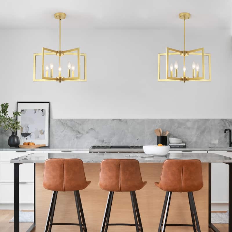 5-Light Modern Foyer Pendant Kitchen Island Candlestick Linear Chandelier Lighting for Dining Room