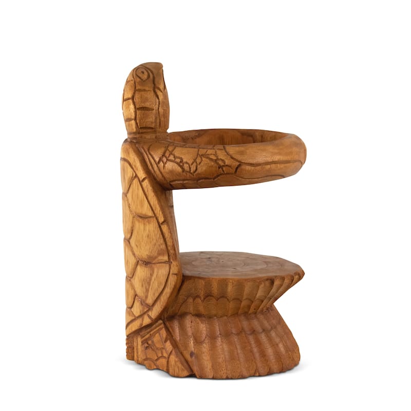 Wooden Hand Carved Turtle Wine Bottle Holder Rack Handmade Tabletop Wood Home Decor Accent Decoration Gift Bar Art Handcraft