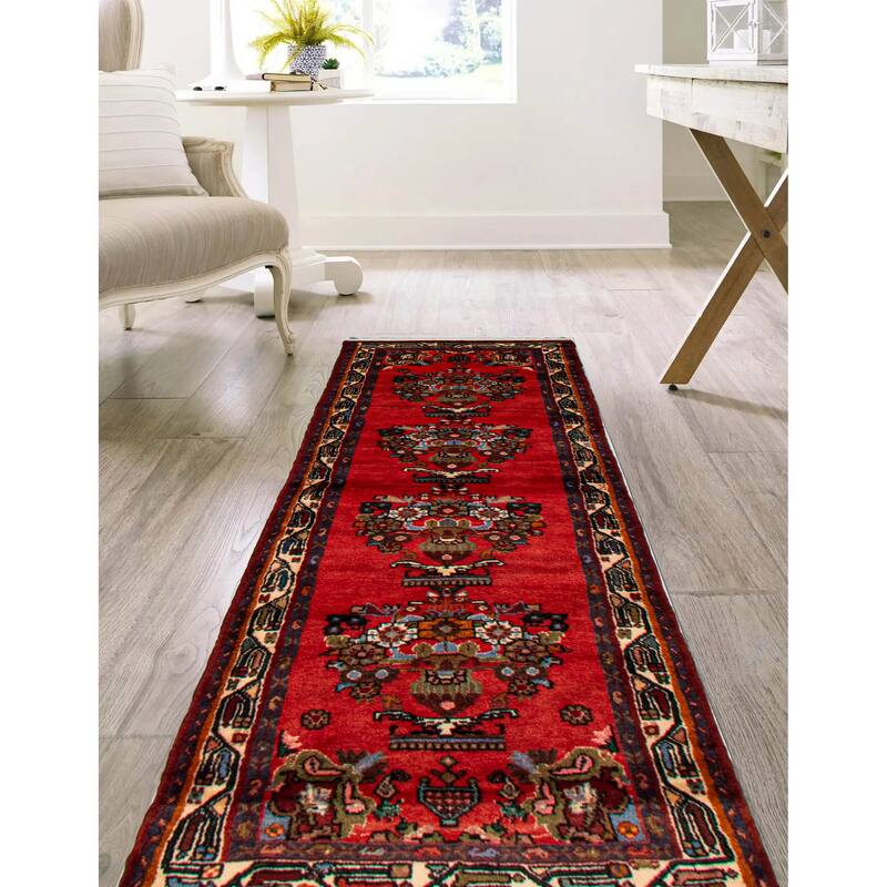 ECARPETGALLERY Hand-knotted Andelz Red Wool Rug - 3'0 x 9'2