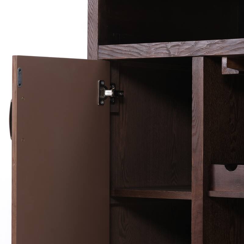 Christopher Knight Home - Barrington Rustic Bar Table Cabinet with Open Upper Shelf, Wine Rack & Glass Storage, Functional Use